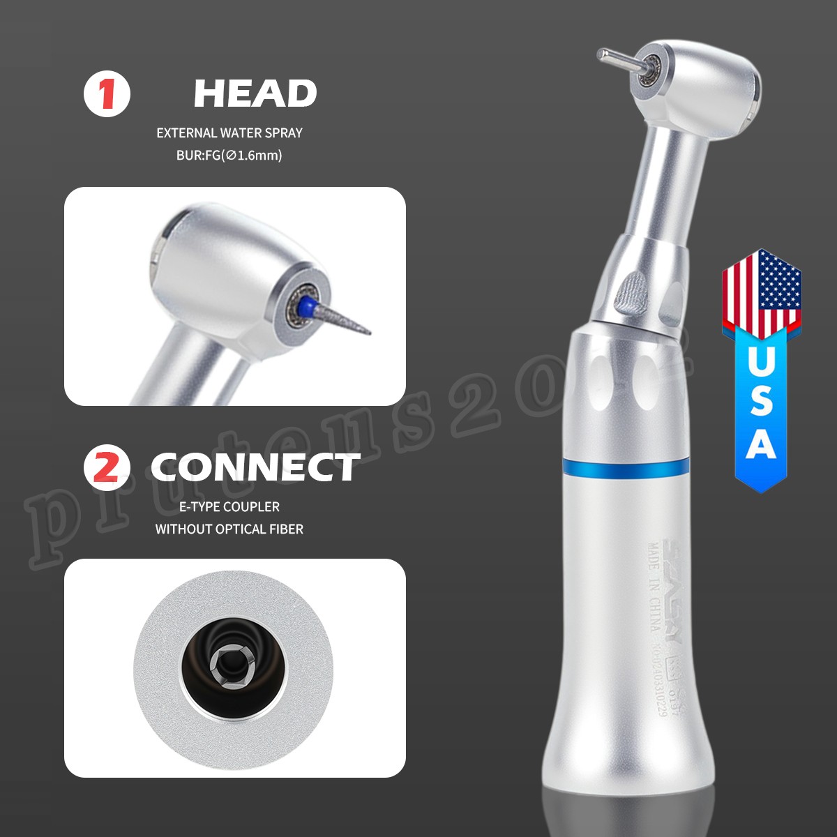 SEASKY Dental Contra Angle Handpiece FG 1.6mm E type Low Speed Push Button