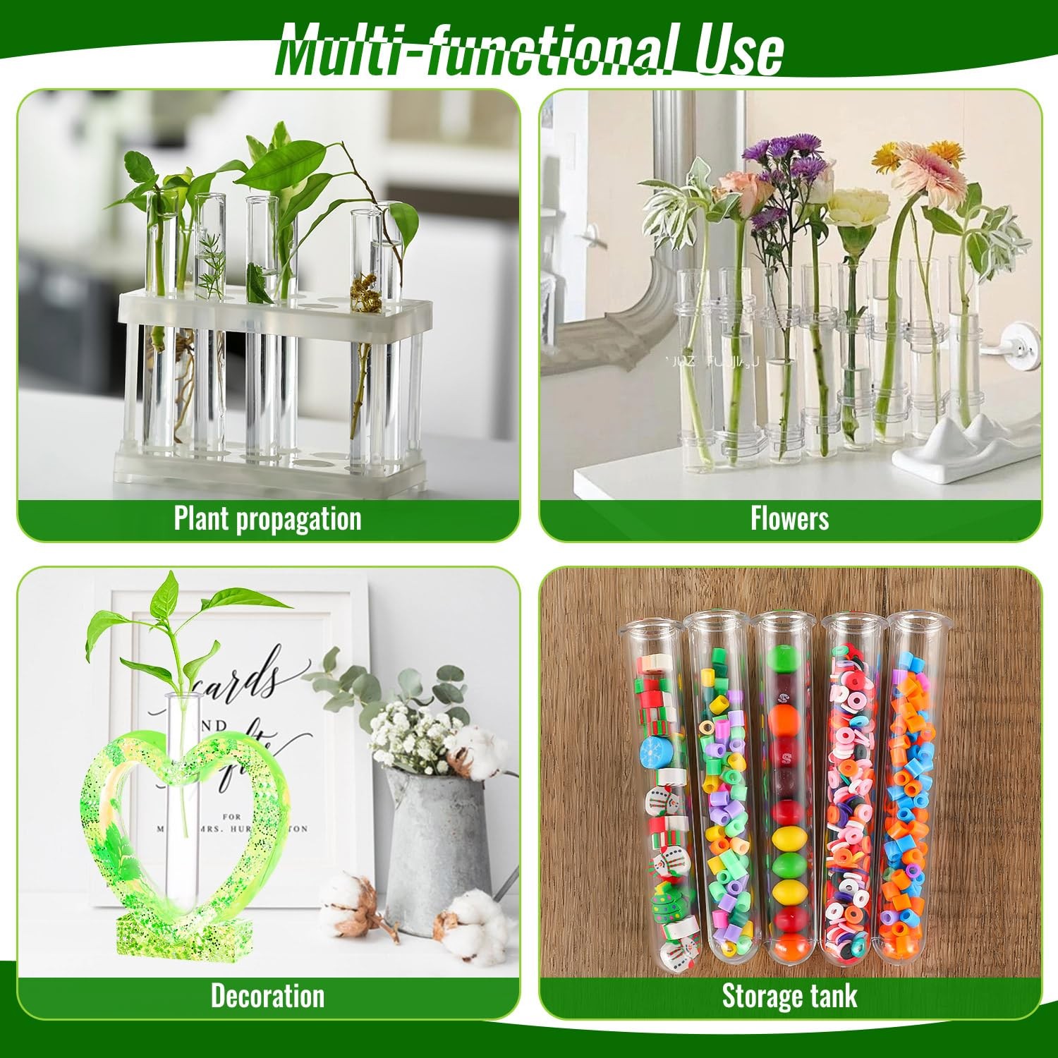 10 PCS 20ml Plastic Test Tubes for Plant Propagation Round Bottom Lab Tube