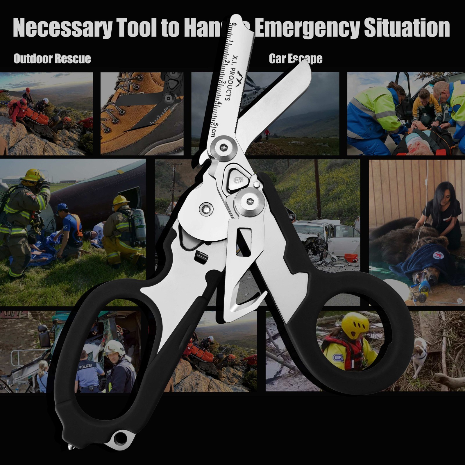 6 in 1 Multifunctional Trauma Shears Foldable Stainless Steel emergency response