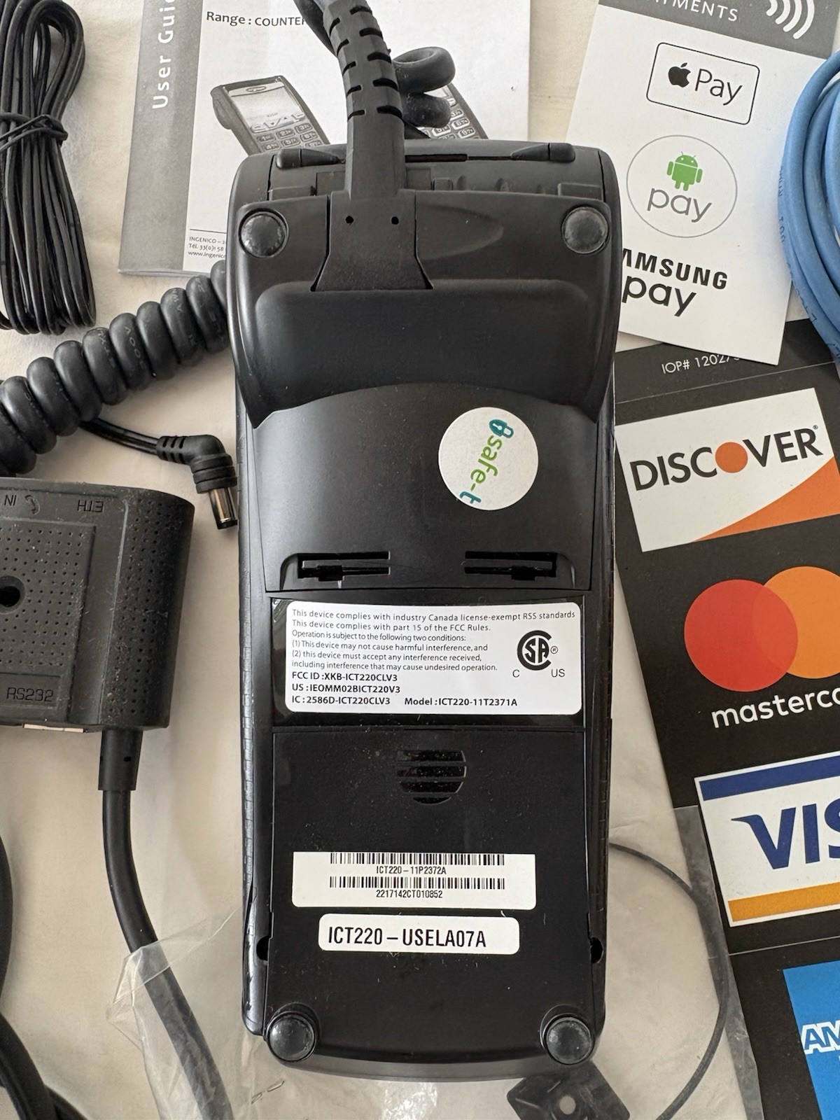 Ingenico ICT220 Credit Card Terminal ICT220/iCT250 with Accessories