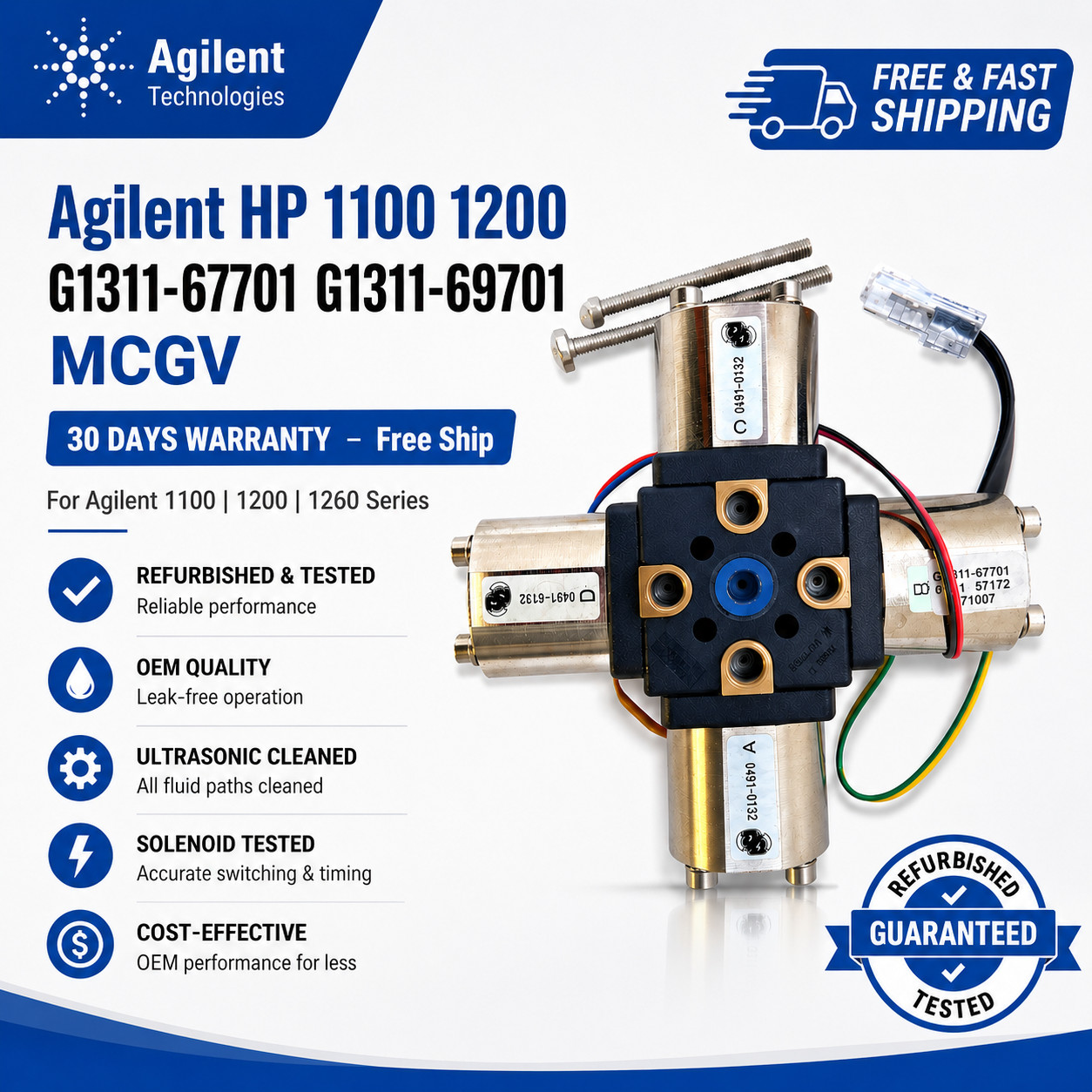 Agilent HP 1100 1200 G1311-67701 G1311-69701 MCGV 30 DAYS WARRANTY – Free Ship