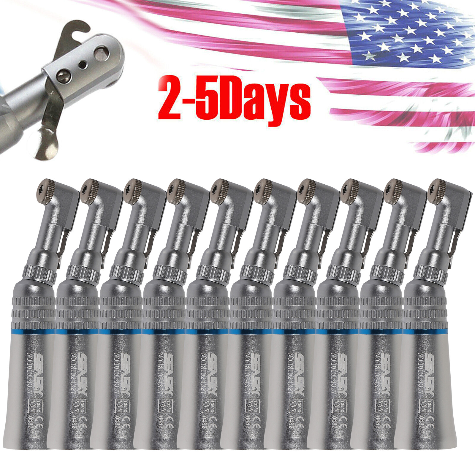 1-10 SEASKY Dental Slow Low Speed Handpiece Contra Angle Latch E-Type / RA Burs