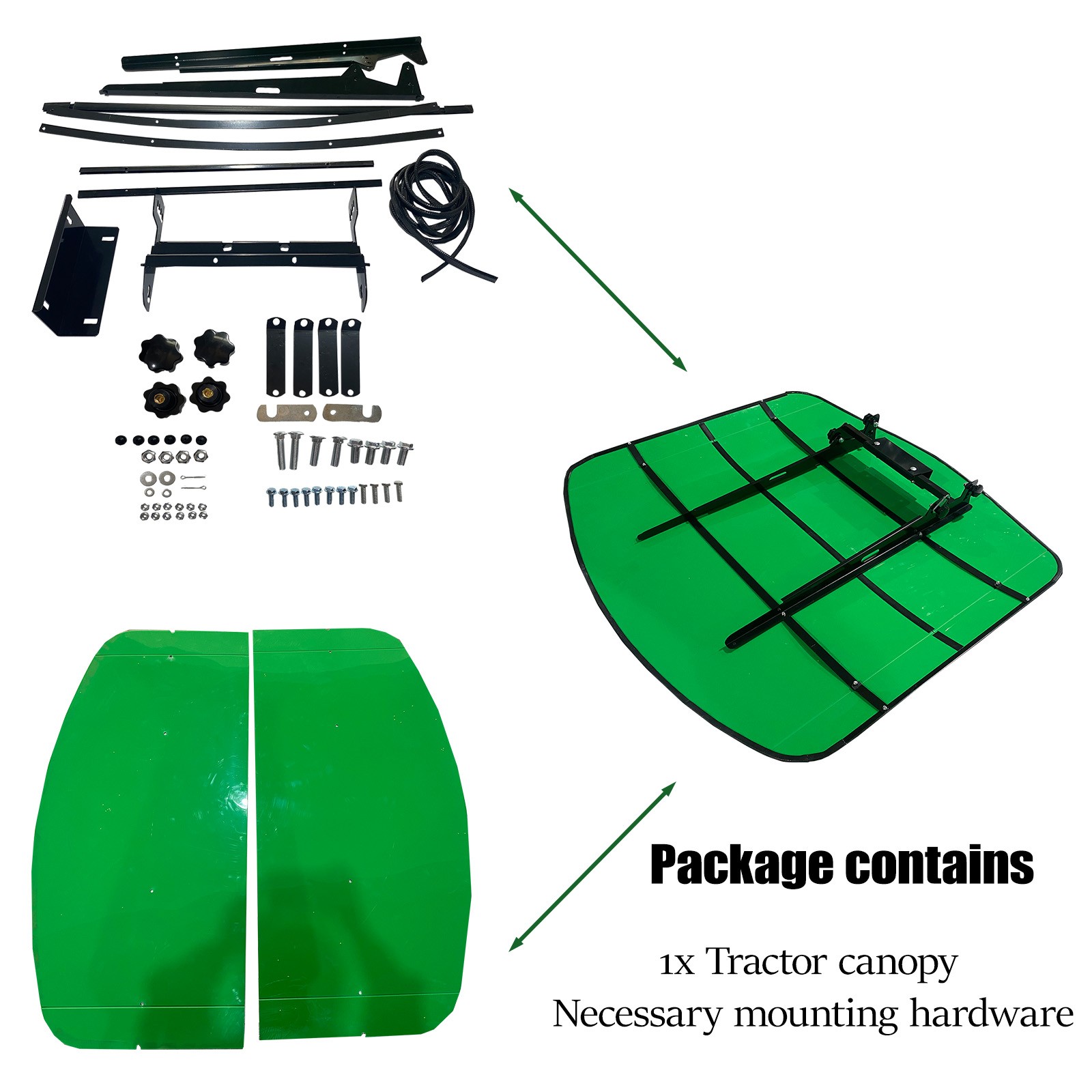 Tuff Top Tractor Canopy 52″ X 52″ For John Deere 2″ x 2″ or 2″ x 3″ ROPS Green