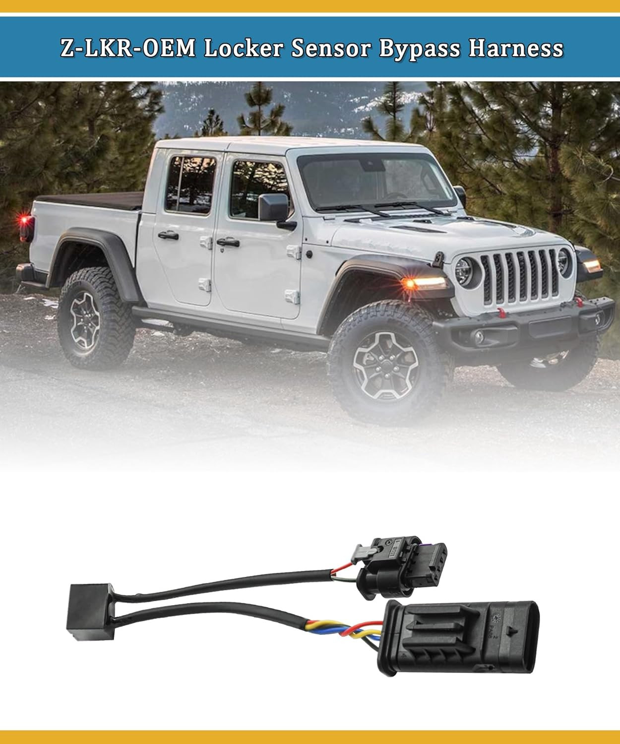 Z-LKR-OEM Locker Sensor Bypass Harness Fits for 2018-2023 Jeep Wrangler JL/JL…