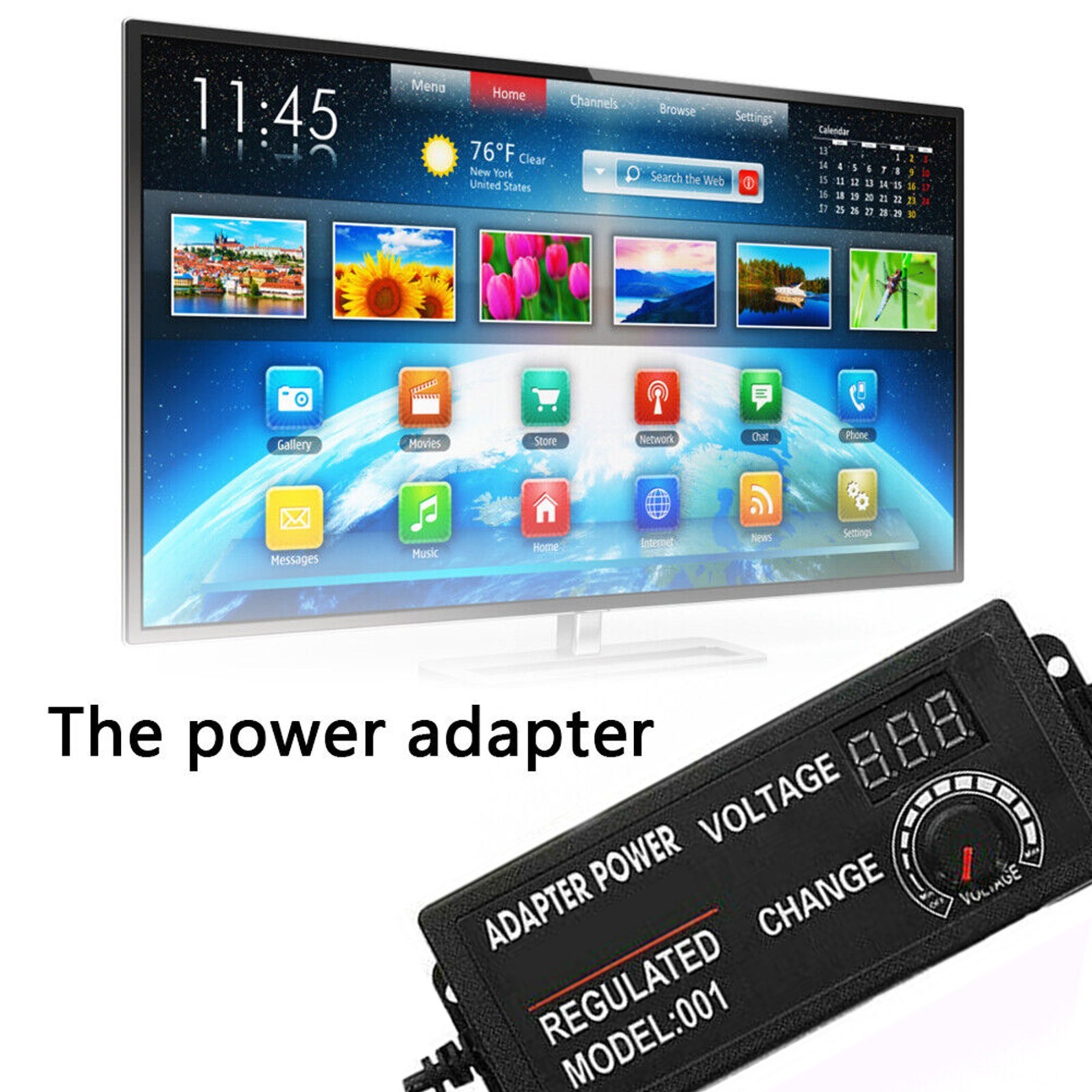 Adjustable Voltage Power Supply 3-24V w/ LCD Display AC / DC Switch Adapter US