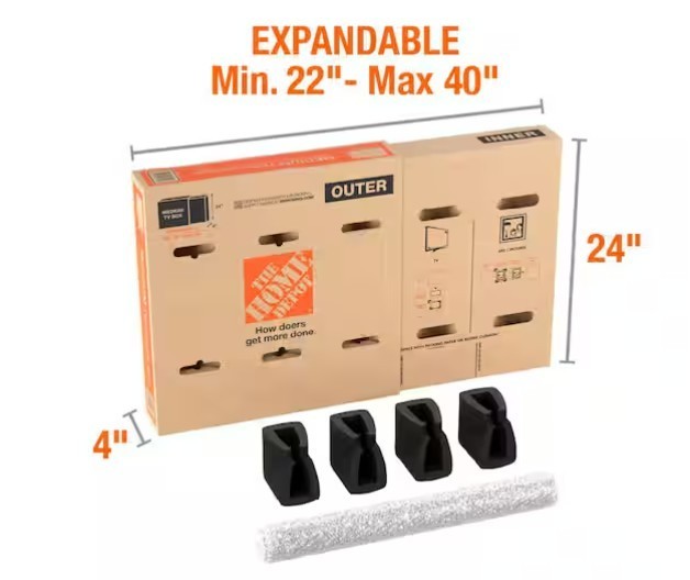 2 PACK Heavy Duty Adjustable Medium Size TV/Picture Moving Box with Cushioning