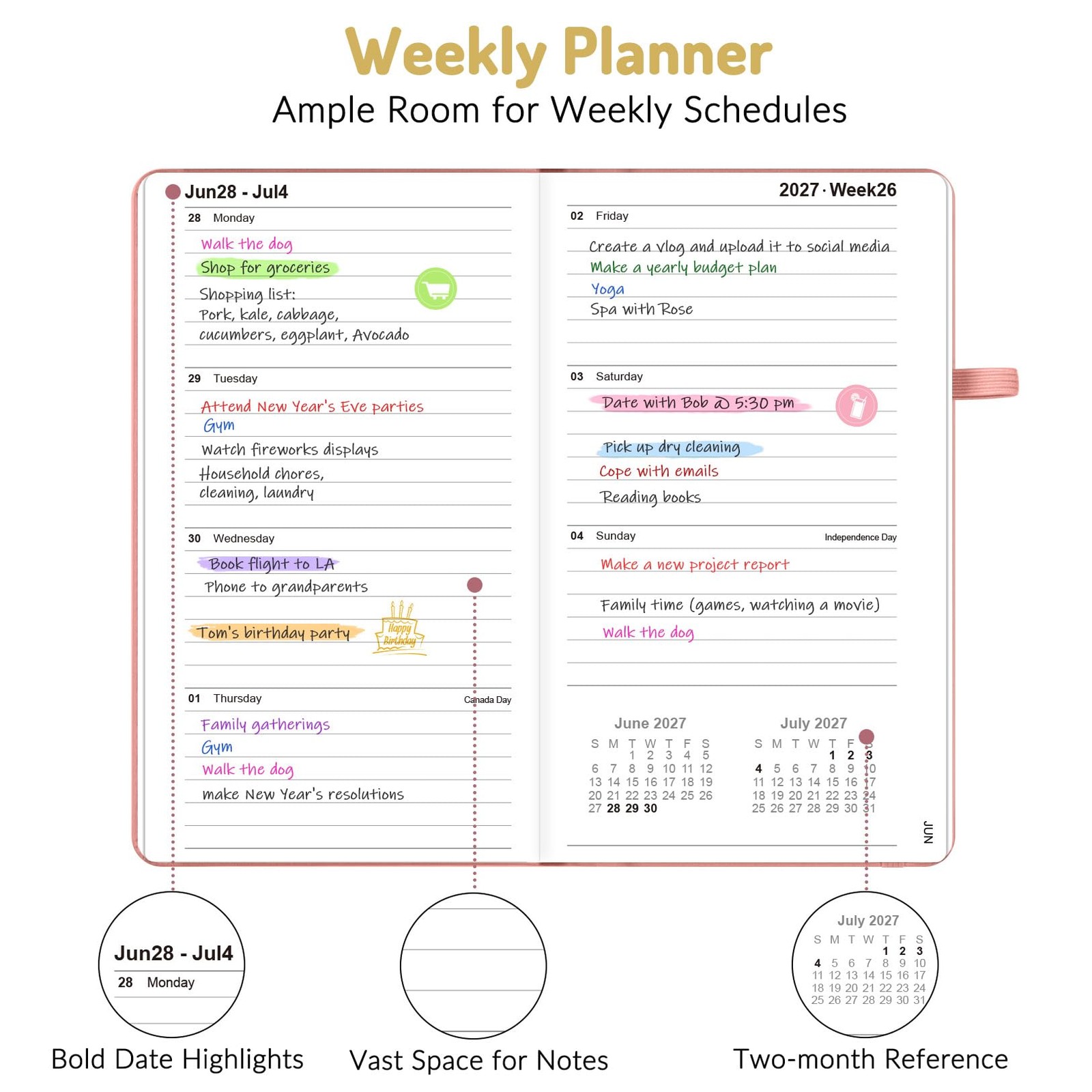 Pocket Planner 2026-2027, Weekly Monthly Planners for Purse, 3.5″ x 6″, July 202