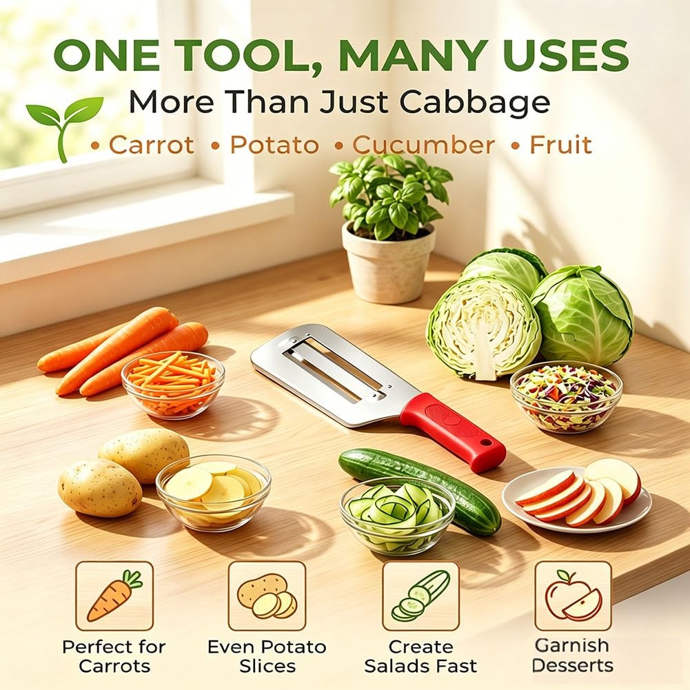 Cabbage Shredder Vegetable Slicer Cole Slaw 11.4in*3.2in*0.63in, red-2pcs
