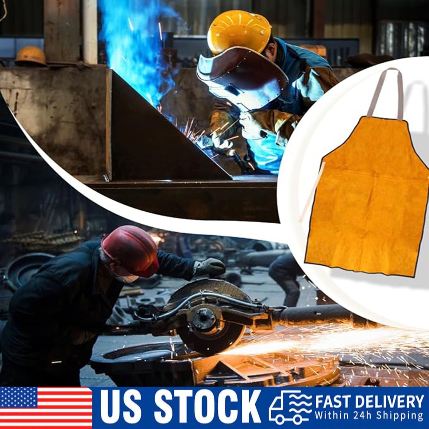 Leather Welding Welder Apron Blacksmith Mechanic Protective Working Gear Brown