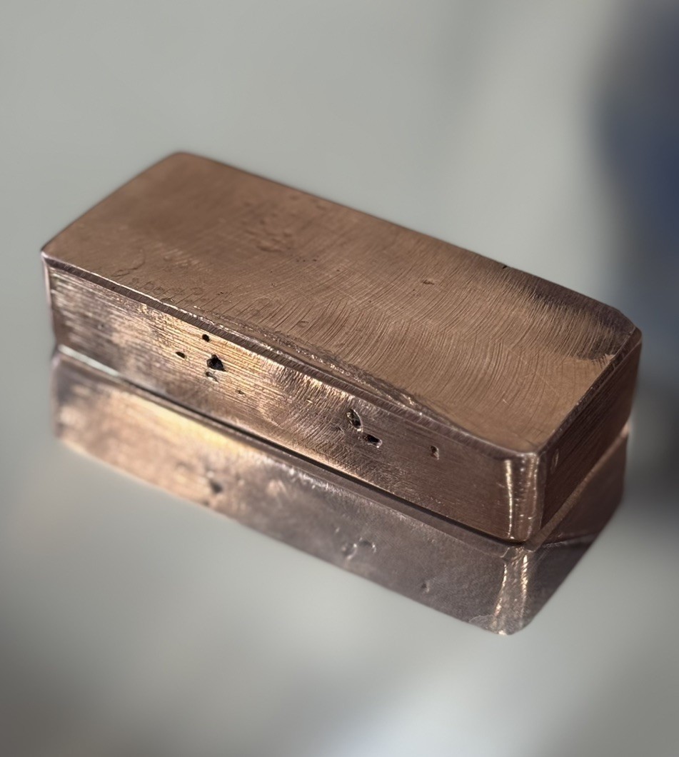 1LB 3.4oz Hand Poured .999 Copper Ingot Bar Free Shipping