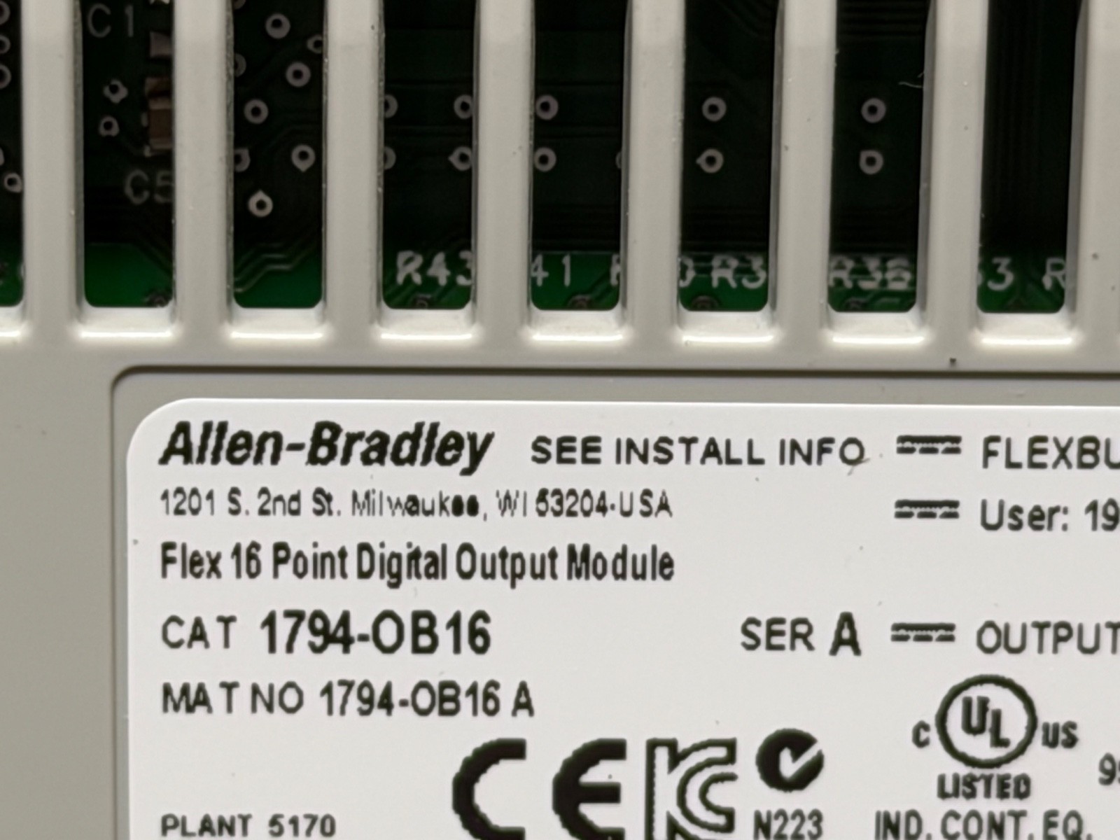 Allen Bradley 1794-OB16 1794-0B16 1794-TB3 Flex I/O Logix DC Output Module 16Pt