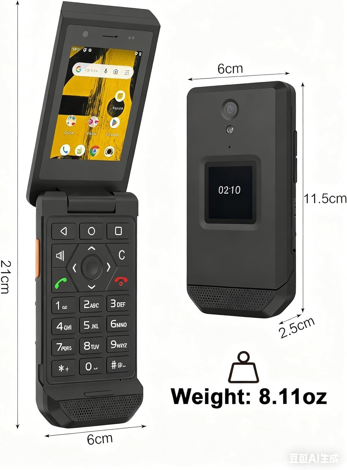 Unifone CAT S22 Rugged Android 11 IP68 GSM 4G LTE Smart Flip Phone Unlocked