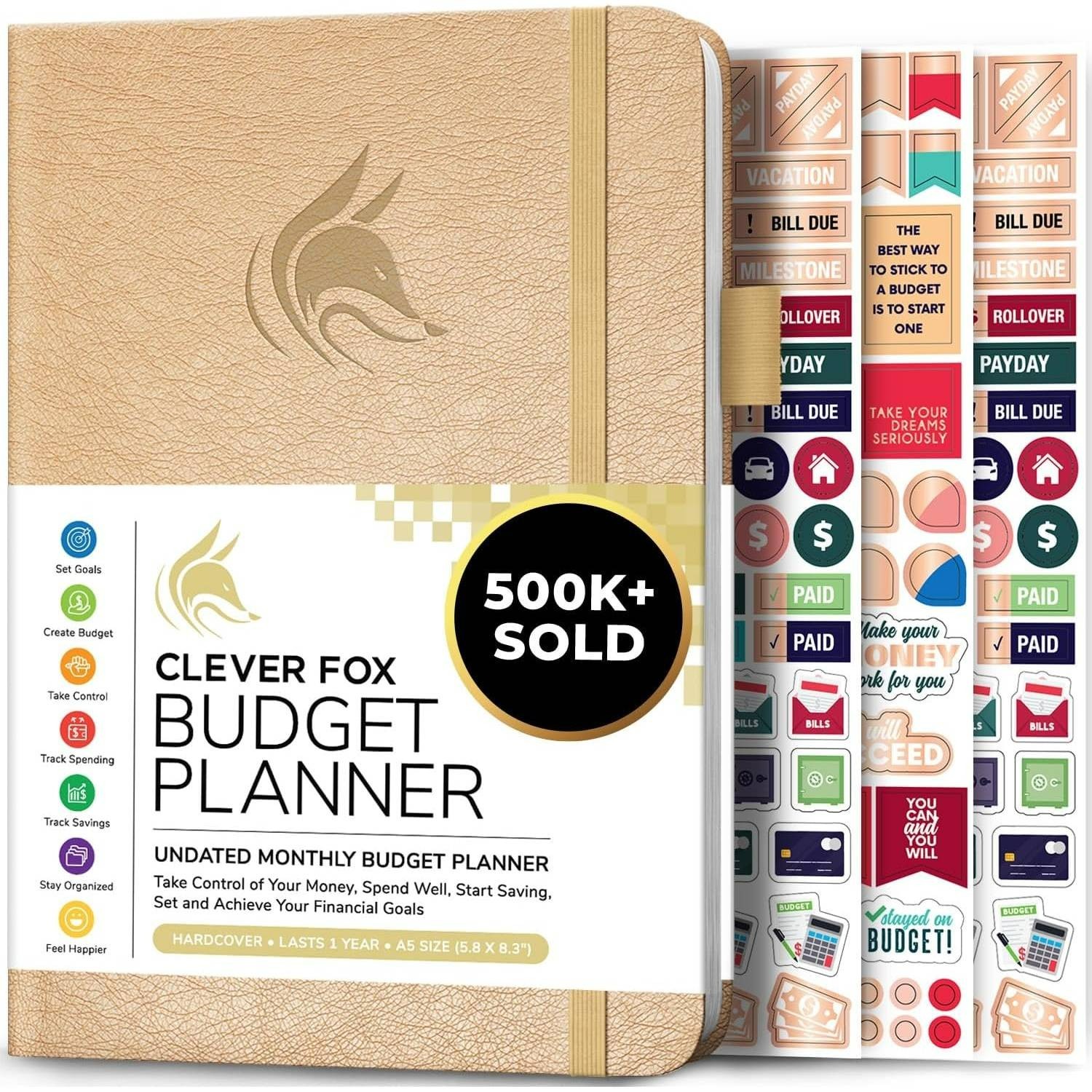Clever Fox Budget Planner Expense Tracker Notebook in Gold
