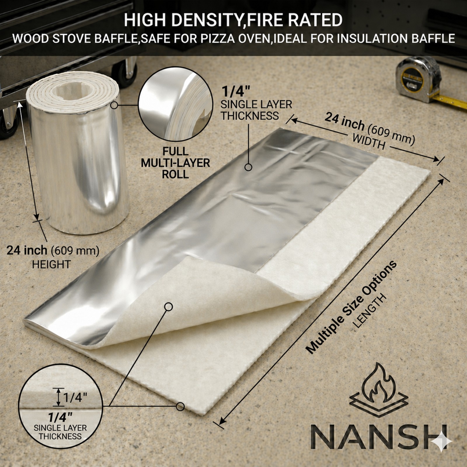 Ceramic Fiber High Temperature Insulation Blanket High Density Fireproof Thermal