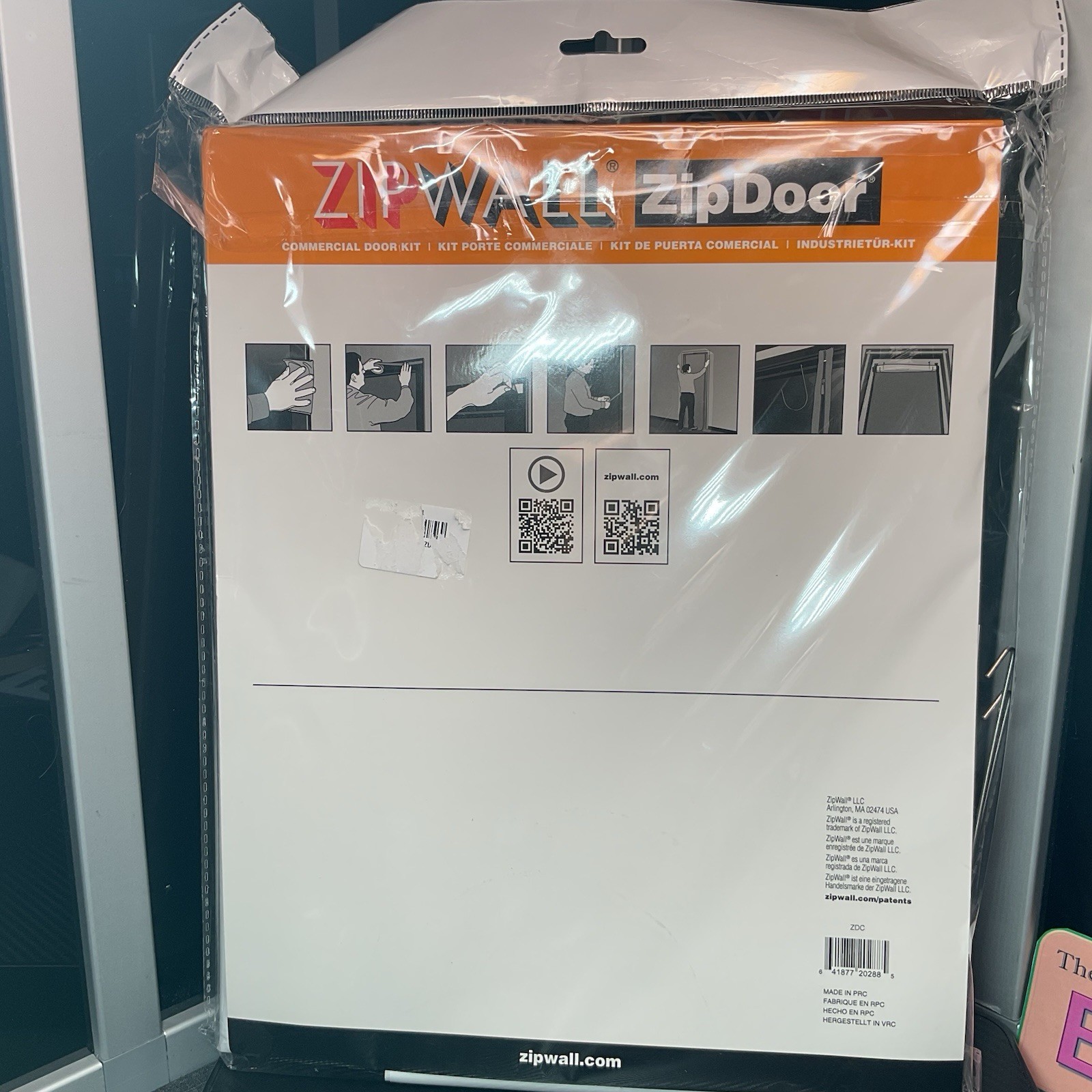 Zipwall 1850072D 5 ft. W X 8.5 ft. L X 4 mil Plastic Door Kit 1 pk