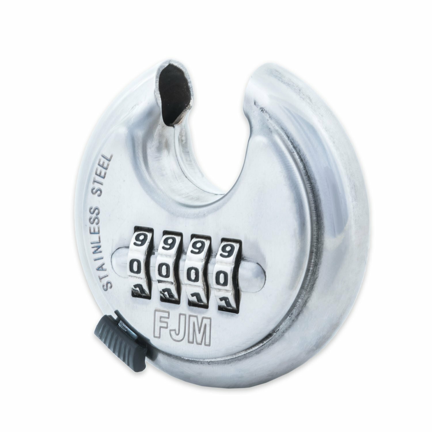 FJM SX790 Combination Disc Padlock Stainless Steel 4 Number Resettable No Keys