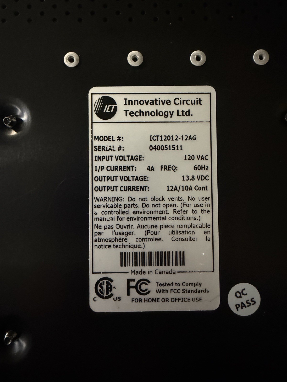 Innovative Circuit Technology ICT12012-12AG Power Supply Kenwood NX-700 800