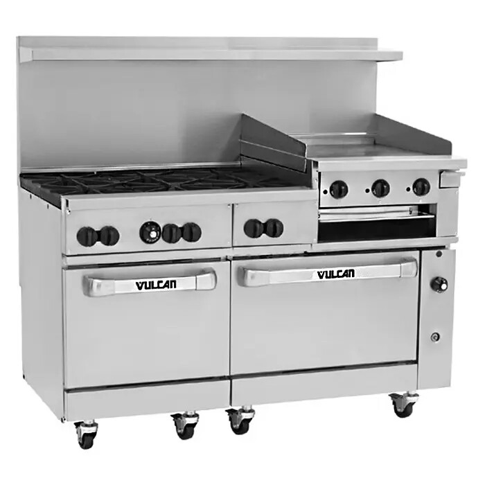 Vulcan 60SS-6B24GB 60″ Endurance Series Range w/ 6 Burners 24″ Raised Griddle