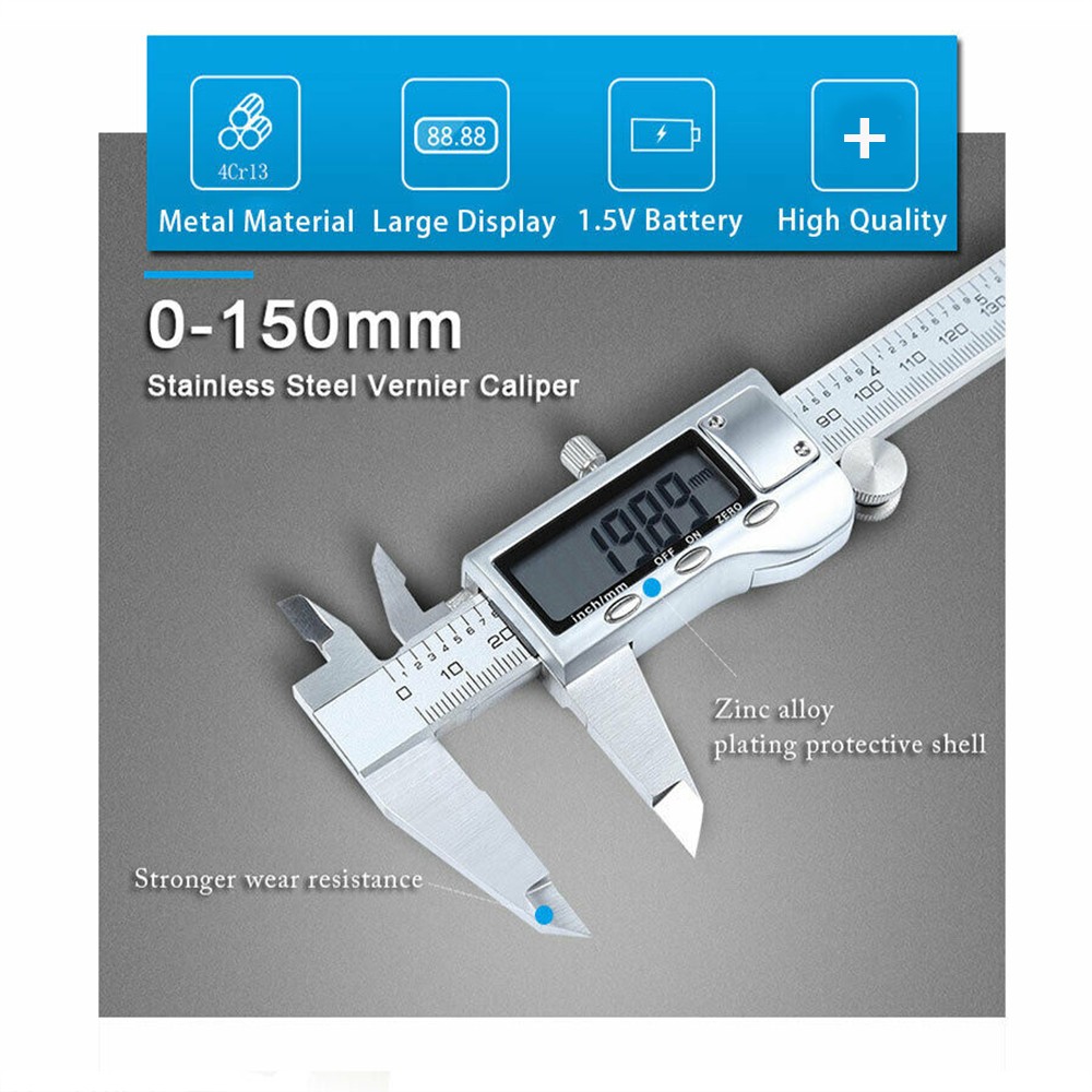 150mm LCD Digital Caliper Vernier Micrometer Electronic Ruler Gauge Measure Tool