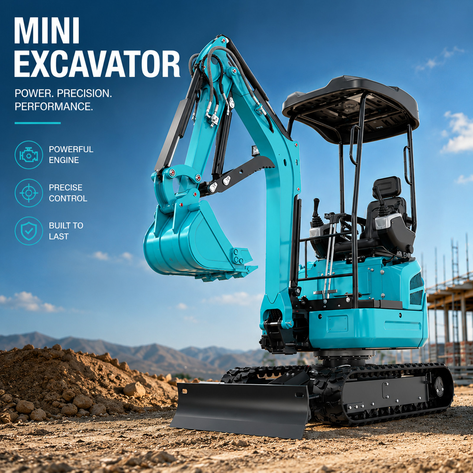 2.5 Ton Mini Excavator Kubota D902 Diesel EPA Expandable Tracks Side Swing