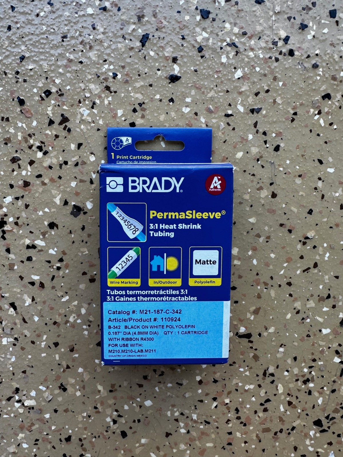 BRAND NEW!!! Brady M21-187-C-342 White Permasleeve 110924 Print Cartridge