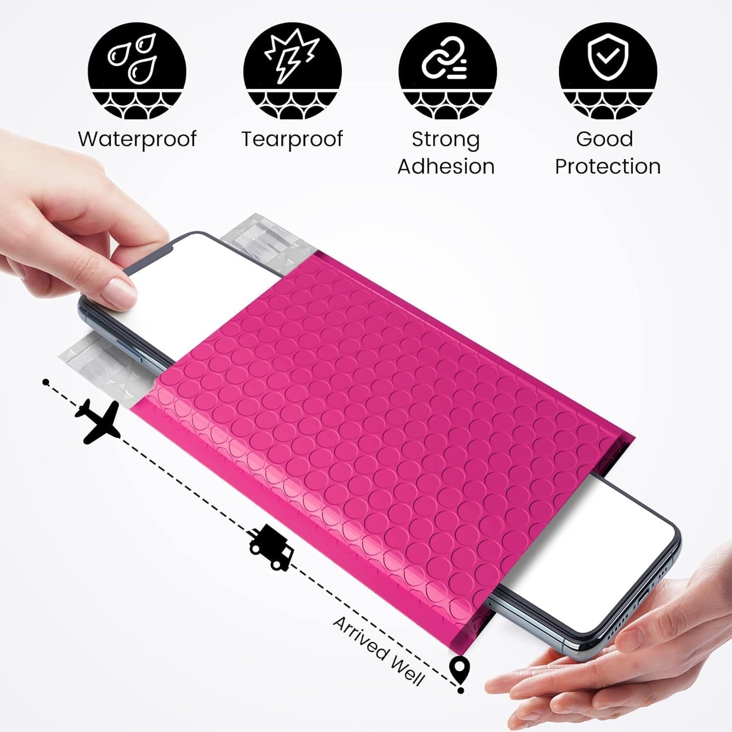 High-Quality 4×8” Pink Bubble Mailers – 100 Count Self-Seal Shipping Envelopes