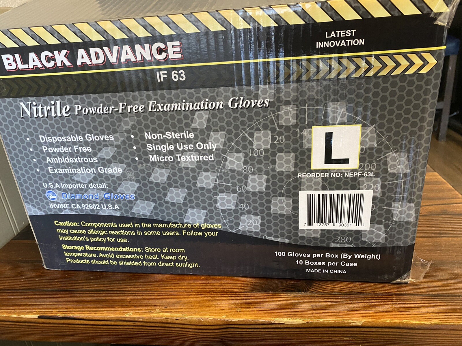 Advance Exam Black Nitrile Gloves Powder Free 6 Mil Text Case Of 1000 PCs Large