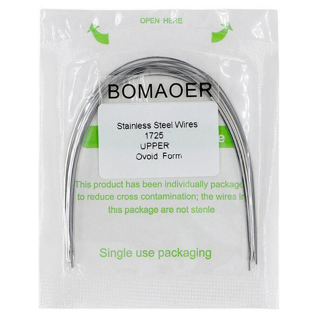 10×Dental Ortho Stainless Steel Rectangular Arch Wire Ovoid Form 17×25 Upper