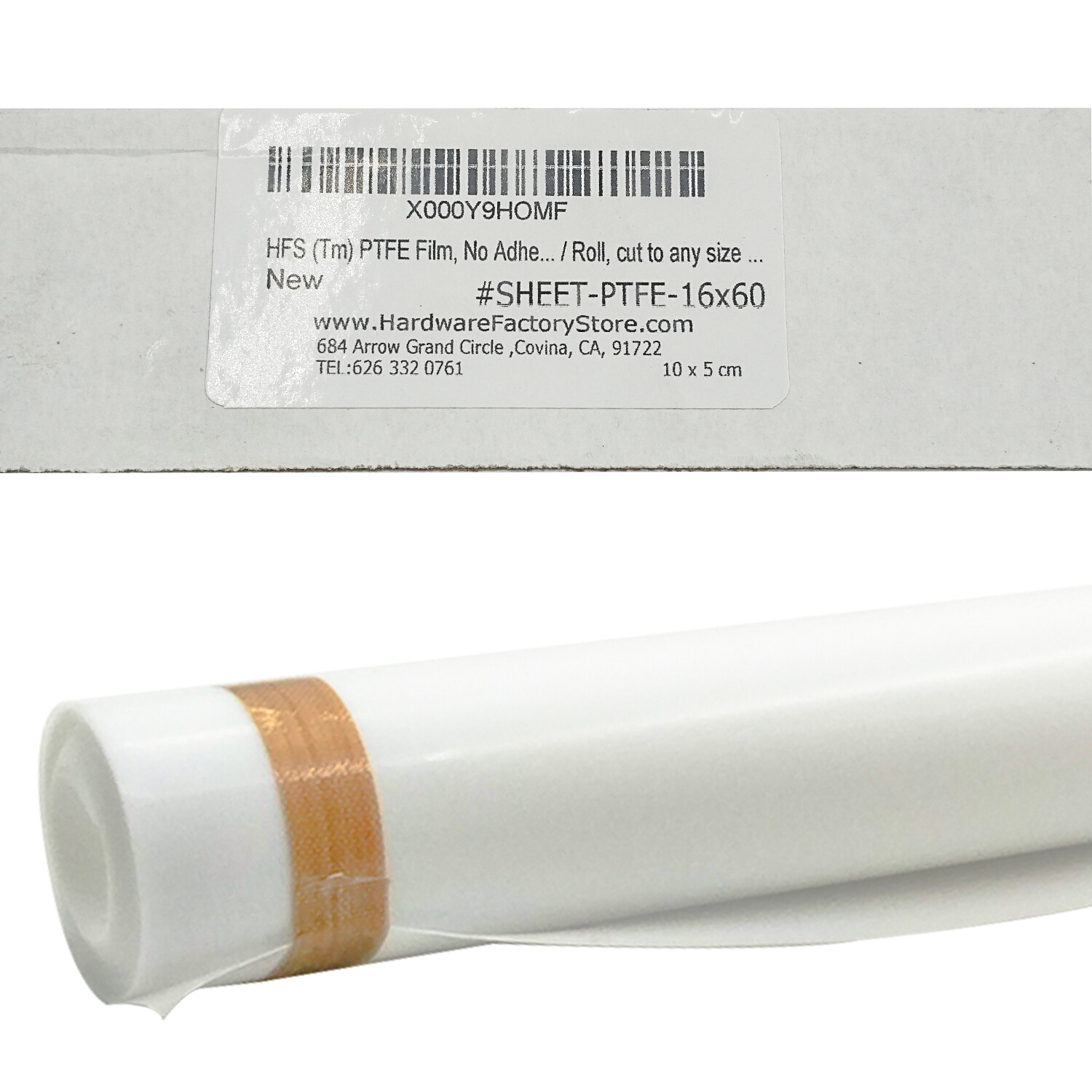 HFS(R) Pure White PTFE Film, No Adhesive, 16 X 60 Inch Roll Thickness 0.35mm