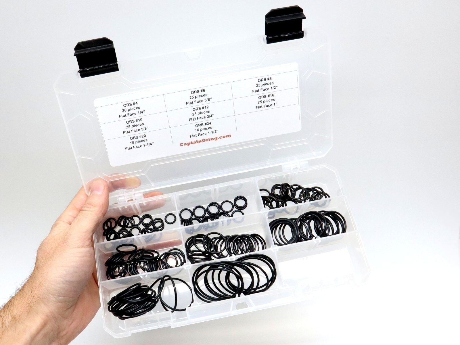 Captain O-Ring ORS/ORFS Flat Face Hydraulic Oring Seal Kit (180pc, Buna 90)