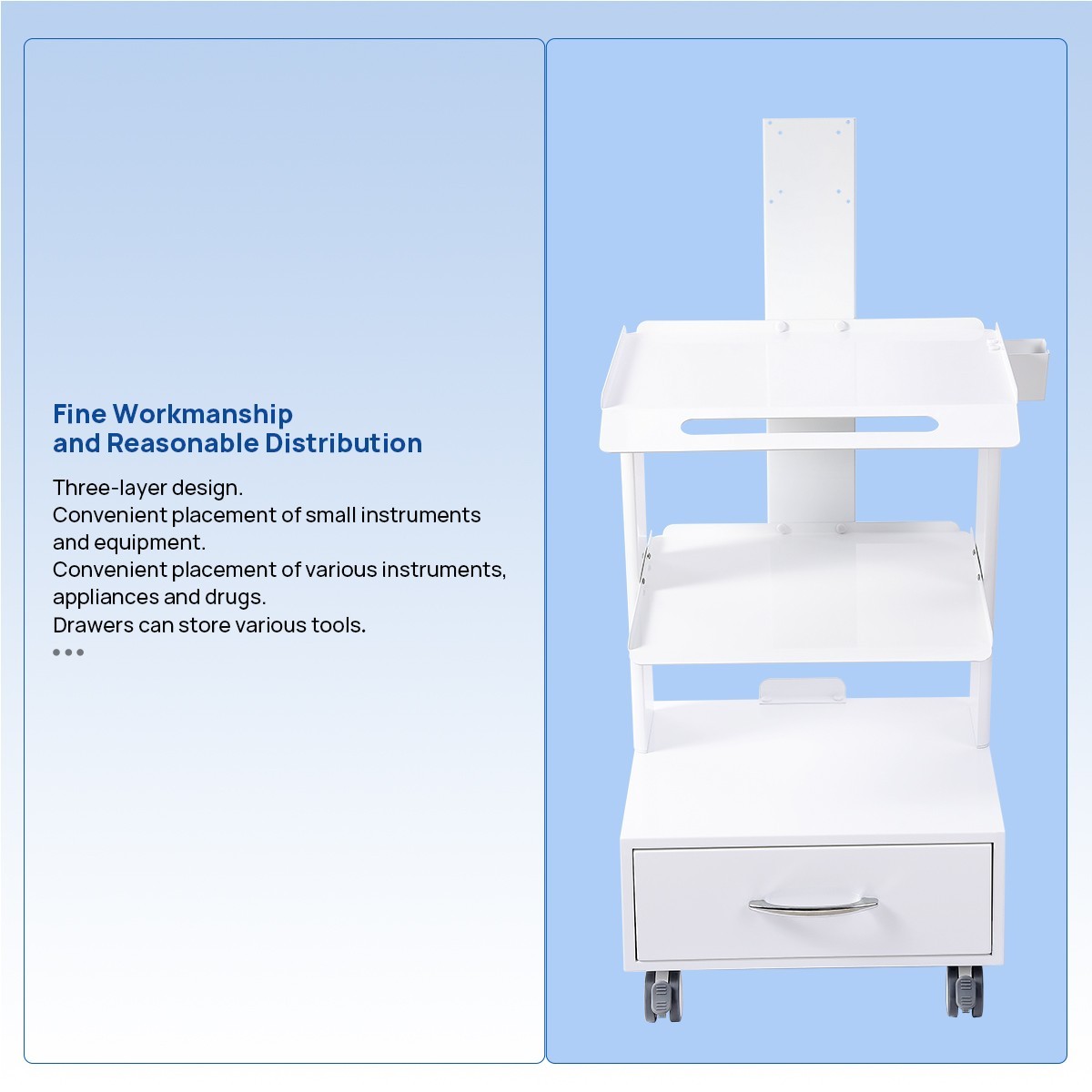 Medical Dental Lab Trolley Cart Intraoral Scanner Mobile Cart Clinic Laptop Rack