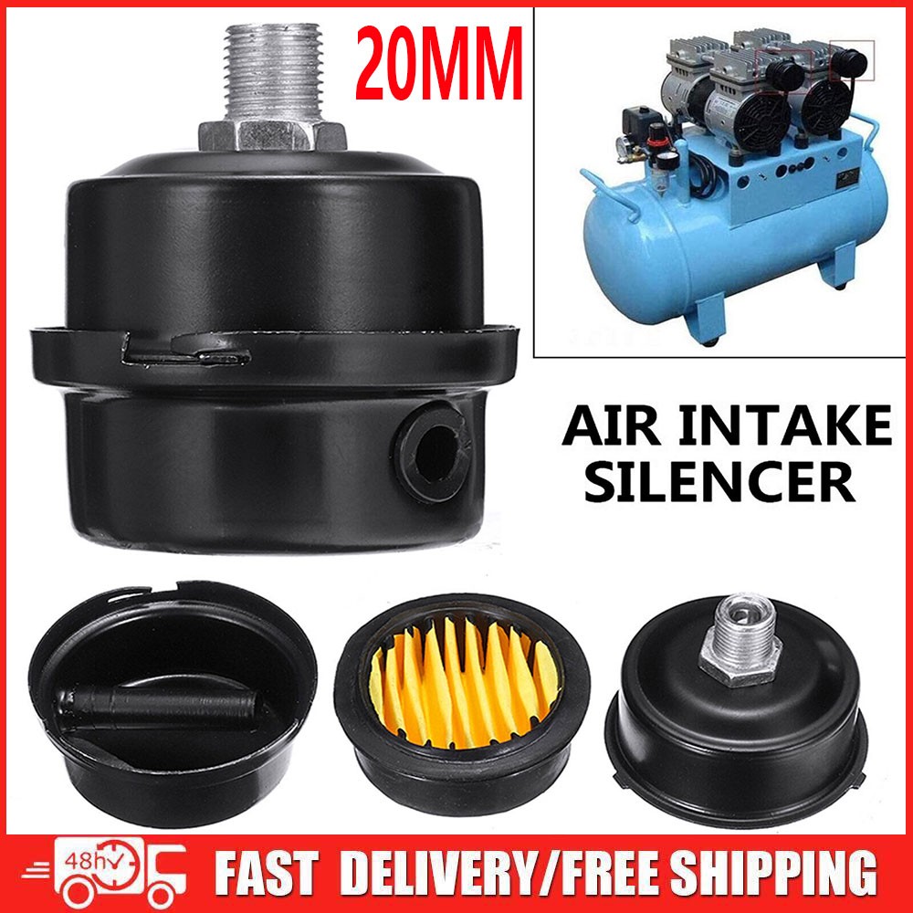 2x Filter Metal Air Compressor Intake Filter Noise Muffler Silencer 1/2″ 20Mm