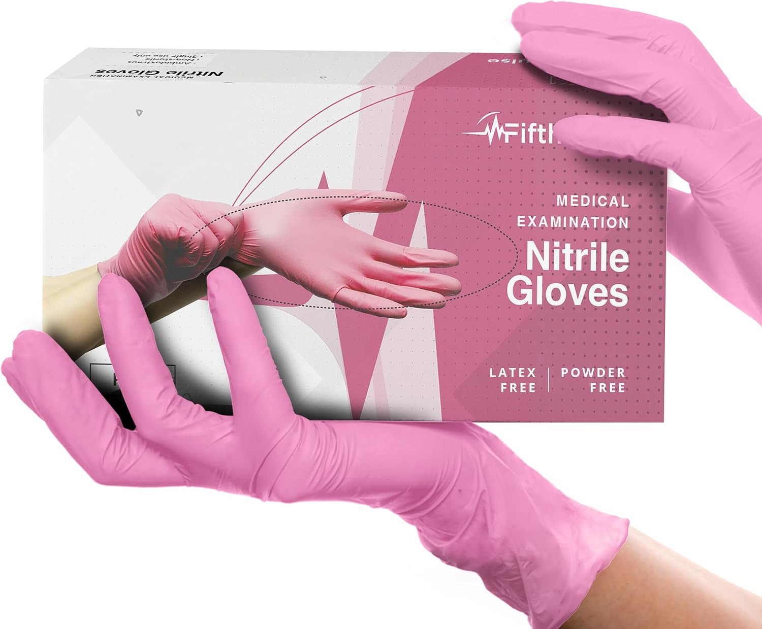 Fifthpulse Fuchsia Hot Pink Nitrile Disposable Gloves -3 Mil Medical Exam Nitril