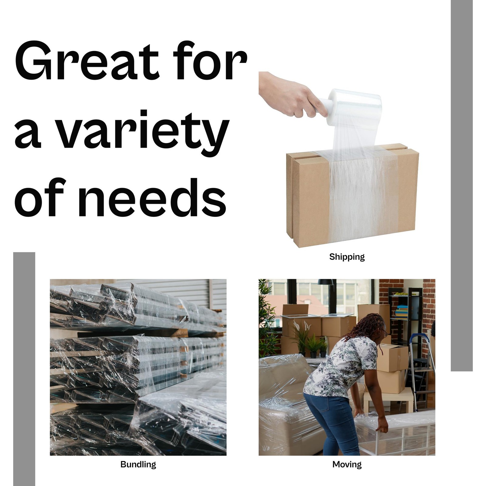 12 Rolls 5″x700′ 120 Ga Extended Core Mini Stretch Wrap Banding Film Clear