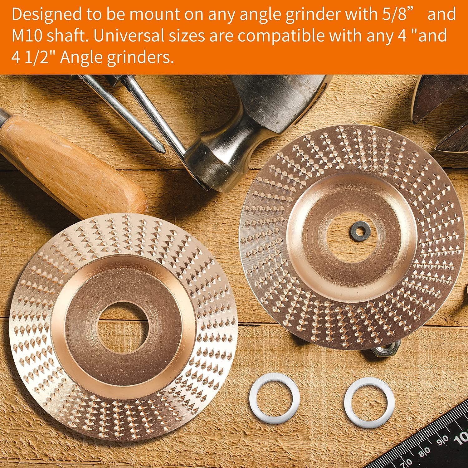 3Pcs Wood Shaping Wheel with Reducer Bushings For 4 4.5 Inch Grinder
