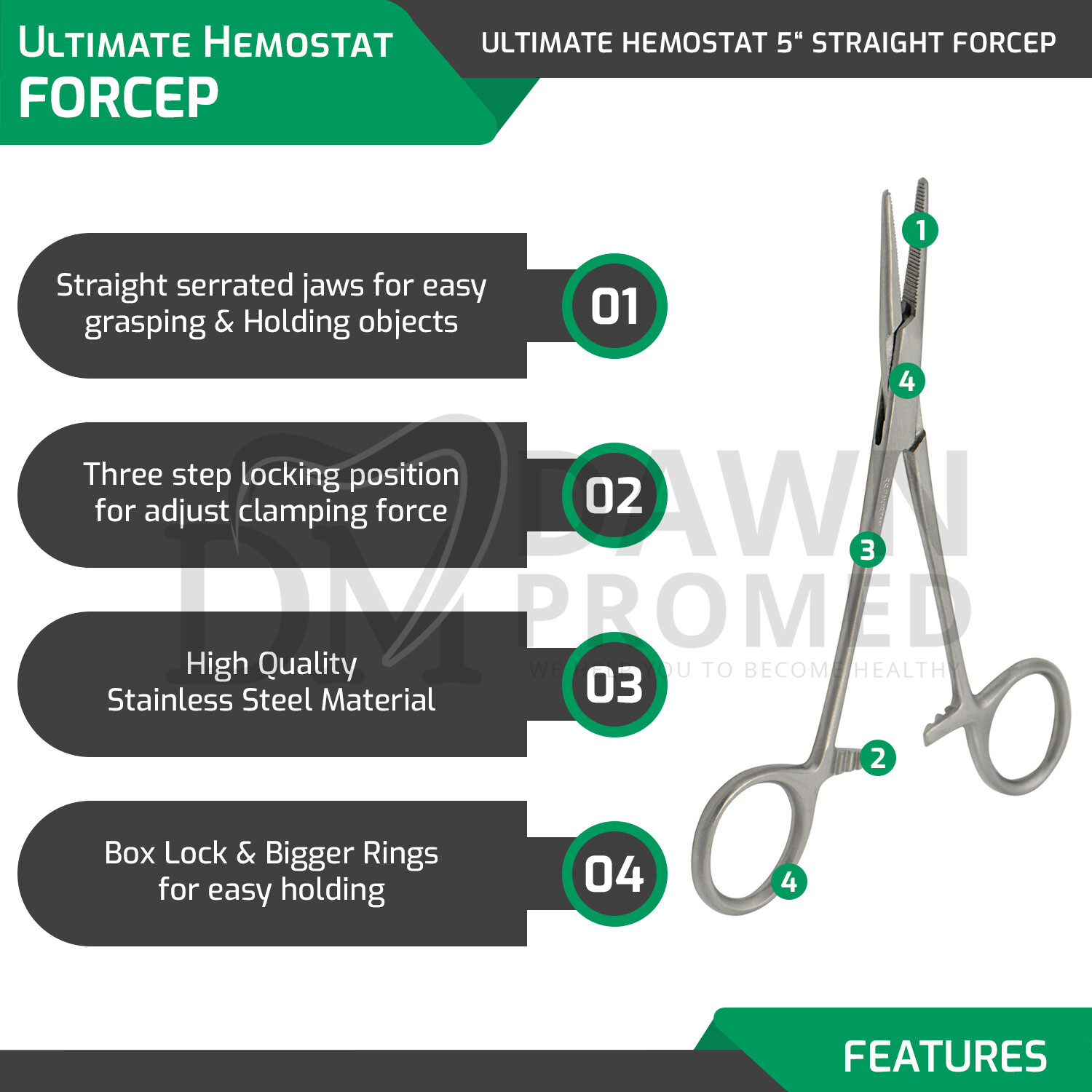 6-Piece Ultimate Hemostat Forceps Set Fishing Pliers FREE Case Kit-2 German Gr