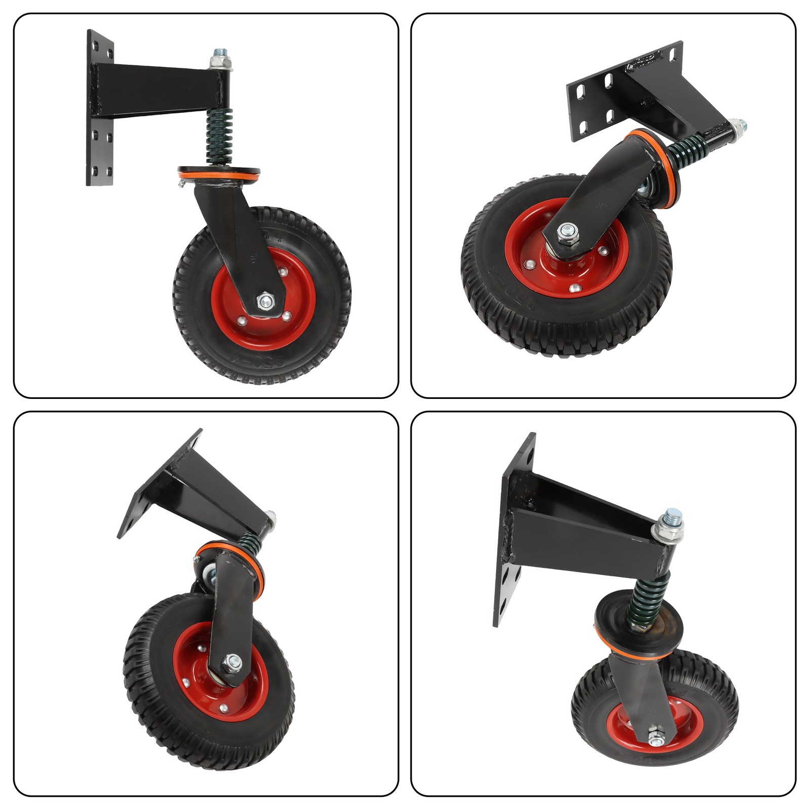 1Pack 8″ Heavy Duty Gate Casters Rubber Wheel Dual installation option 600LB,Red