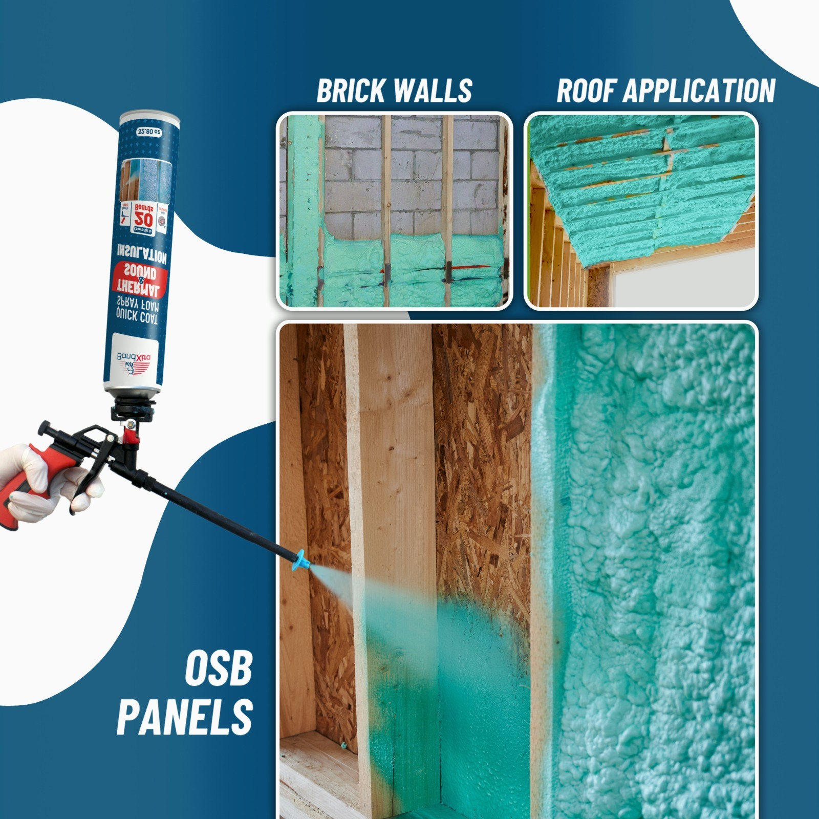 Spray Foam Insulation Kit (18 x 32.80 oz/930 gr – 480 Board feet), Self-Expandin