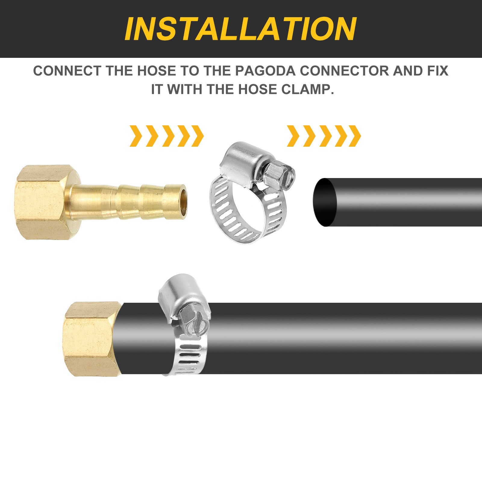 2Pcs Brass Hose Barb Fittings 1/2″ Barb x G1/2 Female Thread Hose Connector