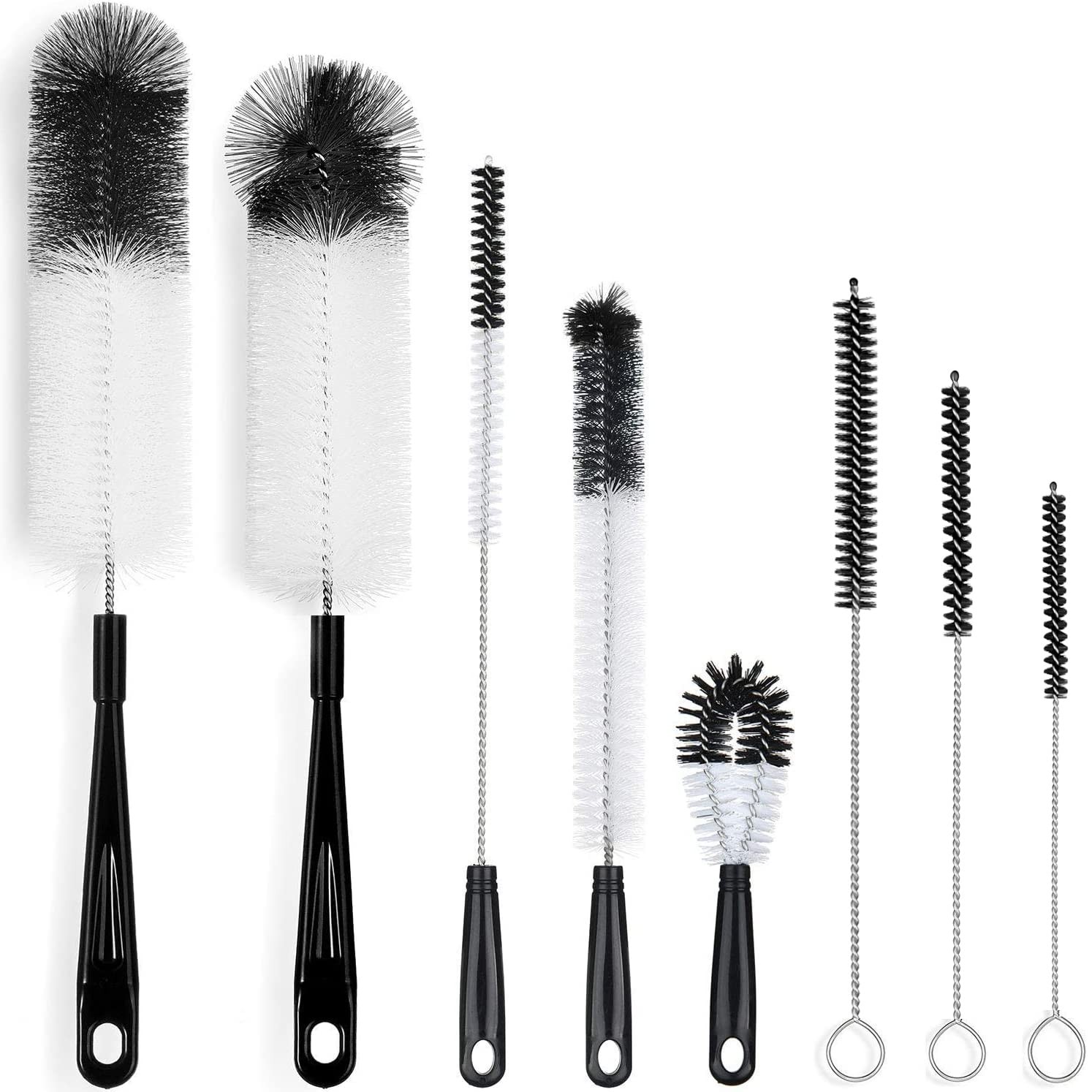 ALINK 8-Pack Bottle Cleaning Brush Set – Long 5 Piece Assortment, Black