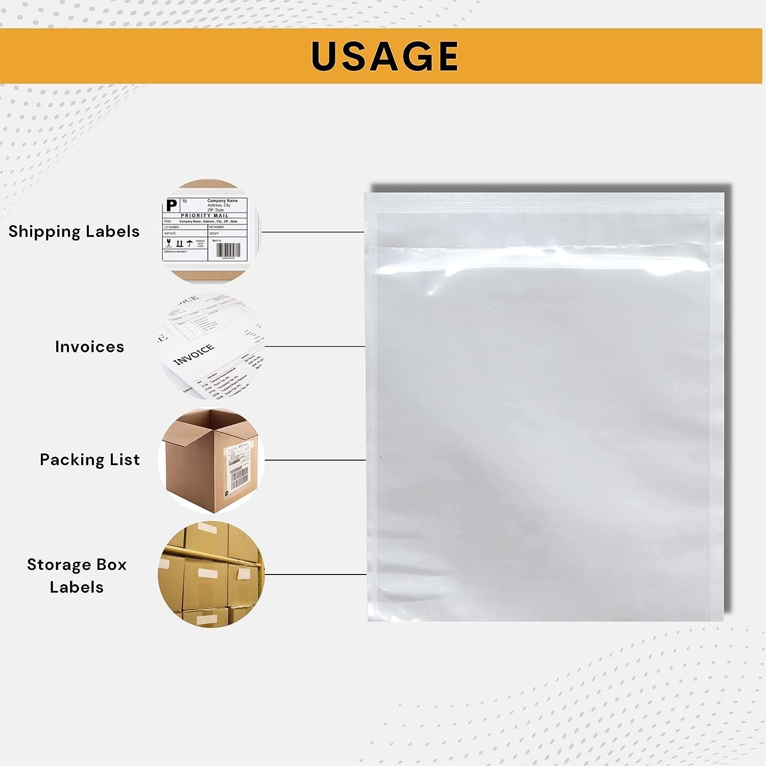 Shipping Label Sleeves Clear Self-Adhesive Packing Slip Pouches Envelope