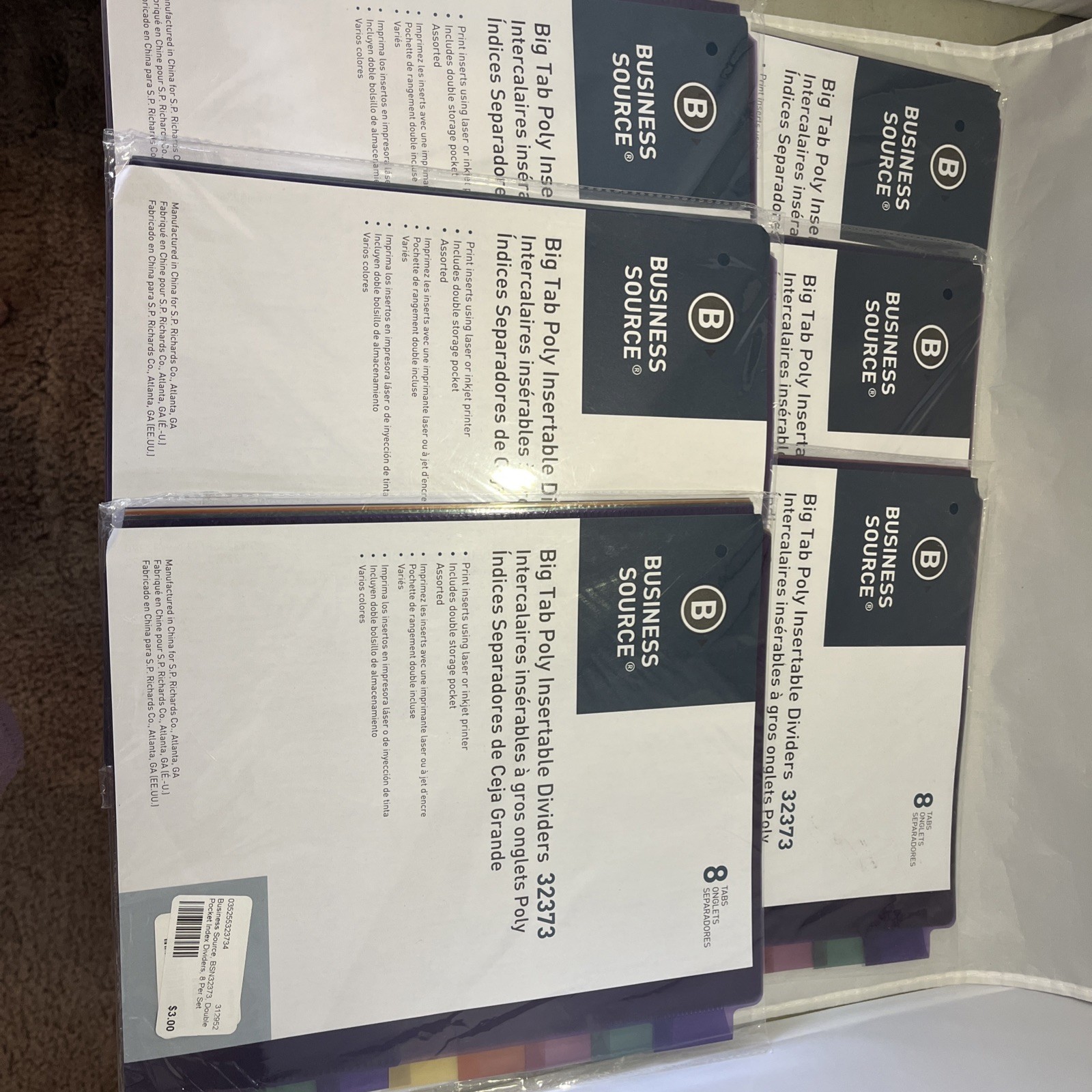 Business Source 32373 Pocket Divider 8 X Tab Print-on – 8.50″ 11″ 6 Packs New