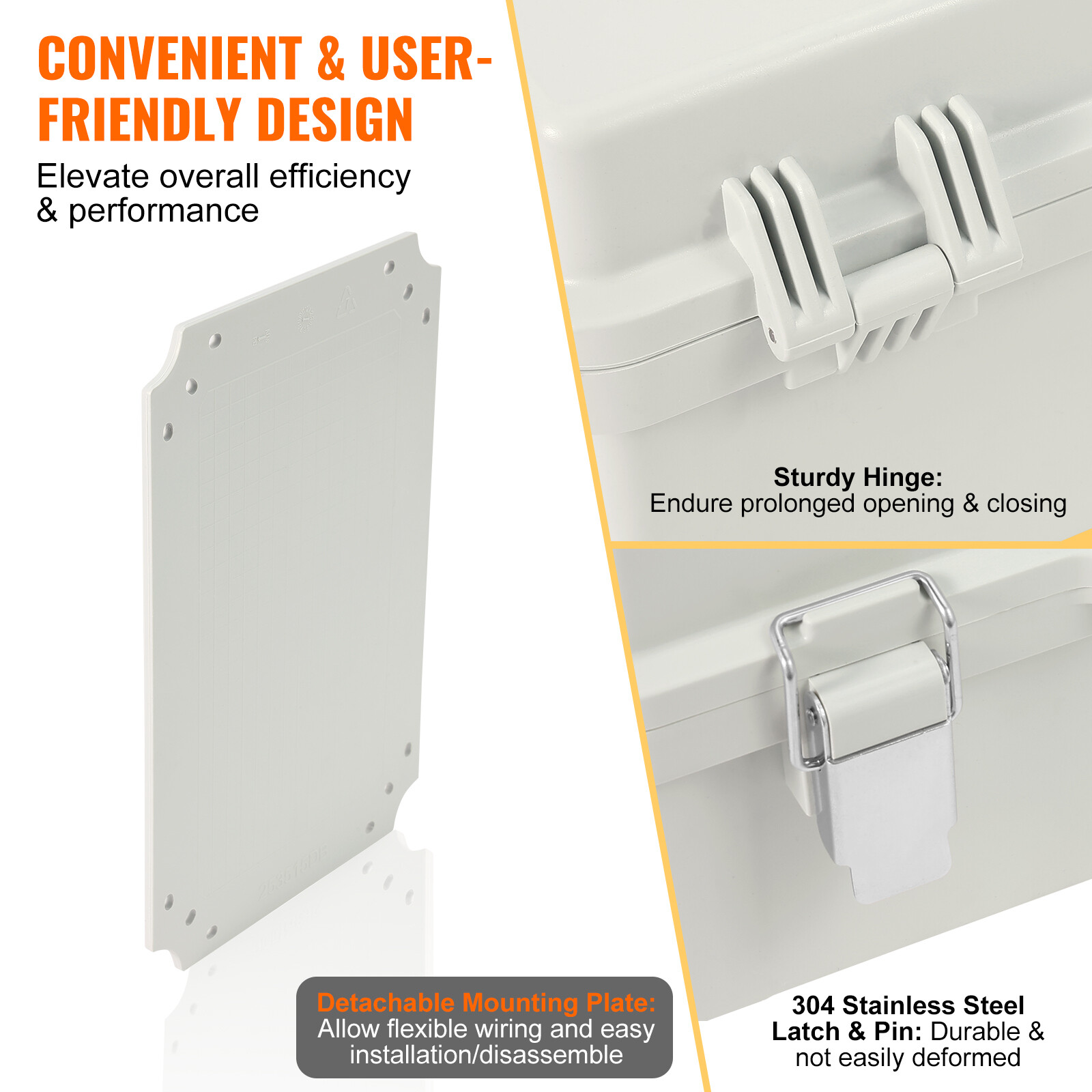 VEVOR Outdoor Junction Box 11.81×7.87×7.08 in ABS Plastic Electrical Enclosure