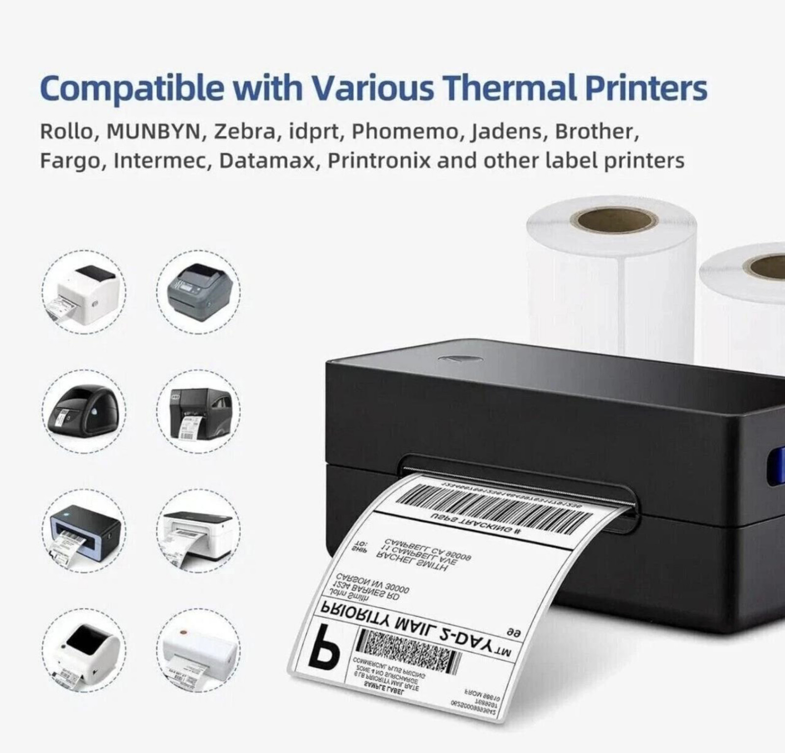 20 Rolls label 4×6 Direct Thermal Shipping 5000 labels Zebra Eltron ZP450 2844