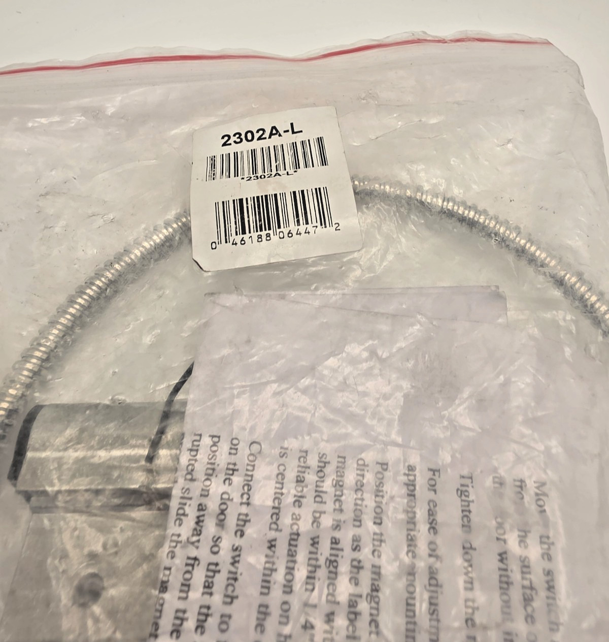 2302A-L Overhead Door Magnetic Contact Sensor Tested w/Magnet, NEW