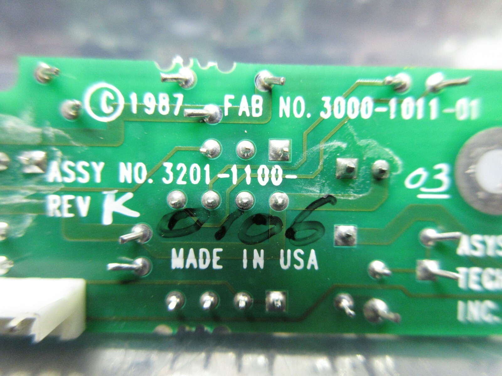 Asyst Technologies 3201-1100-03 Interface Board PCB Used Working