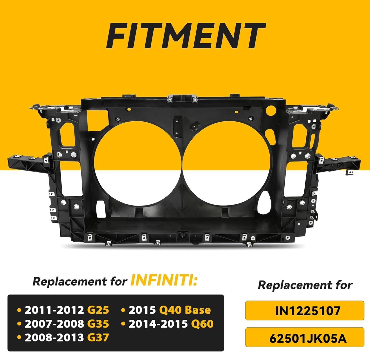 Kojem Radiator Support Assembly Compatible with 2007-2015 Infiniti G25 G35 G37 Q
