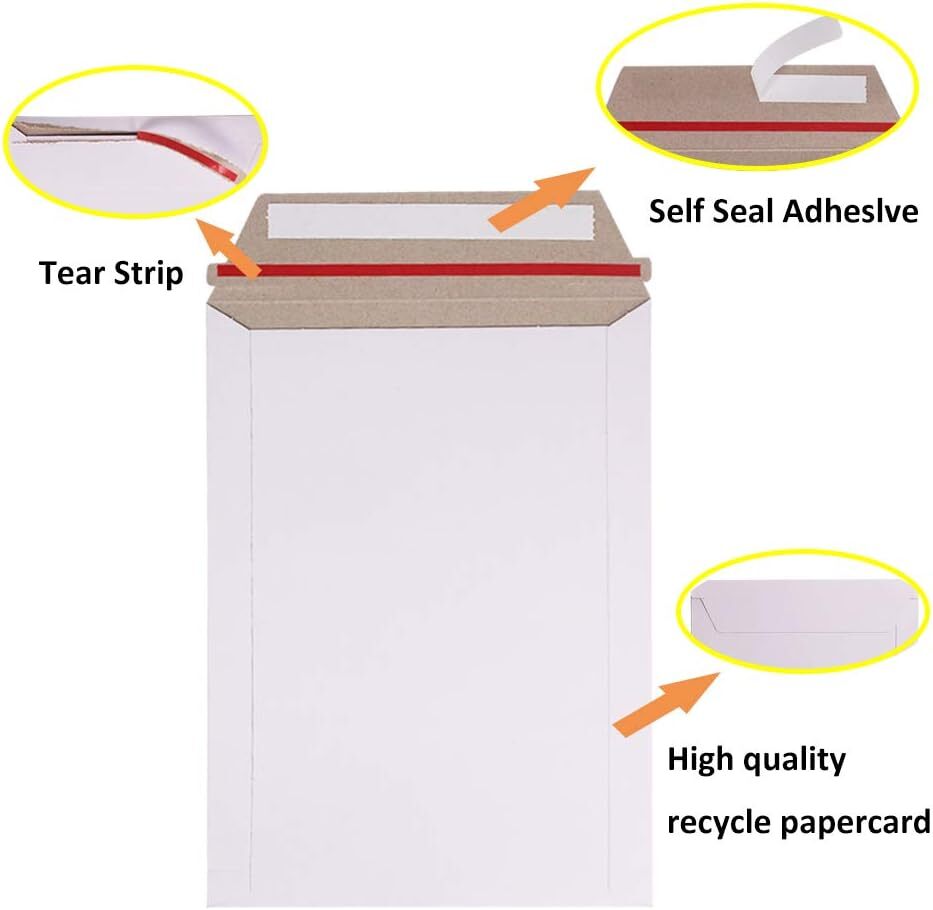 100-1000 Flat Photo Mailer Document Envelopes Cardboard Self Seal 9″x11.5″ 6″x8″