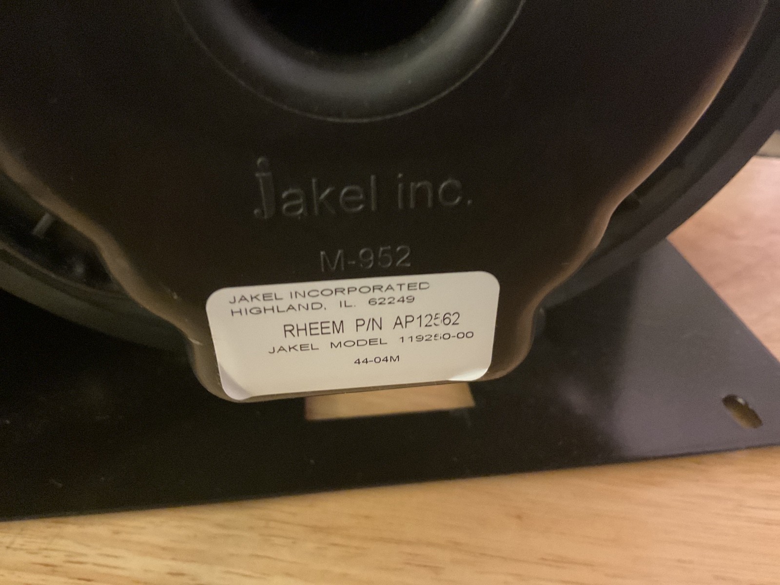 Rheem Ruud AP12562 Power Vent Water Heater Inducer Blower Motor Jakel 119250-00