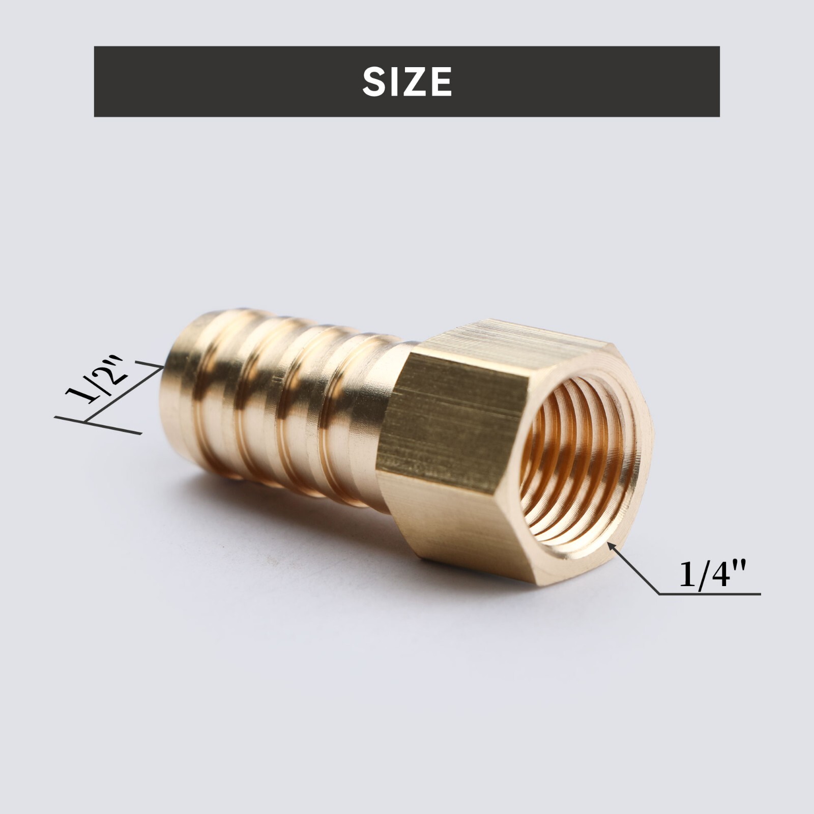 U.S. Solid 3pcs Brass Hose Fitting Pipe Adapter 1/2″ Barb To 1/4″ NPT Female